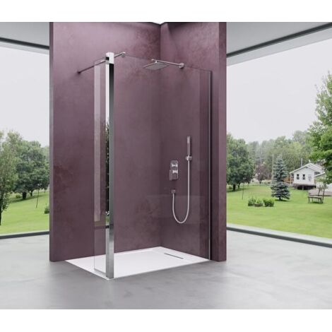 Mai & Mai Paroi de Douche 80x200 Douche à L'italienne Transparent avec Profilé BR1K-Plus + Paroi Latérale Pare-Douche en Verre Trempé 8mm Revêtement Nano Easy Clean (1/5)