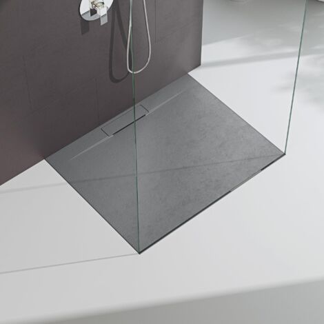 Mai & Mai Receveur de Douche Gris 100x80cm pour Salle de Bain Receveur Rectangulaire en Résine de Haute Qualité Design Lyra (1/5)