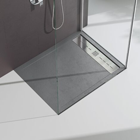 Mai & Mai Receveur de Douche Gris 100x80cm pour Salle de Bain Receveur Rectangulaire en Résine de Haute Qualité Design Corvus (1/5)