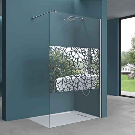 Mai & Mai Paroi de Douche 80x200cm Pare-Douche à l'italienne BR2BL en Verre Trempé 10mm Easy Clean avec Surface Miroir Stabilisateur Rond BRAM1 (1/5)