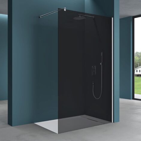 Mai & Mai Paroi de Douche Fumée 110x200 Pare-Douche à L'italienne Teintée BR2VG Verre Trempé 10mm Easy Clean avec Stabilisateur Rond BRAM1 (1/5)