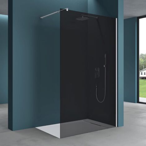 Mai & Mai Paroi de Douche Fumée 110x200 Pare-Douche à L'italienne Teintée BR2VG Verre Trempé 10mm Easy Clean avec Stabilisateur Rectangualire BRAM3 (1/5)