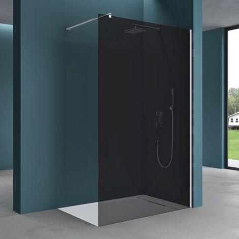 Mai & Mai Paroi de Douche fumé 120x200 Douche à L'italienne gris teintée BR1VG verre 8mm avec revêtement Nano Easy Clean Stabilisateur Rectangulaire BRAM3 (1/5)