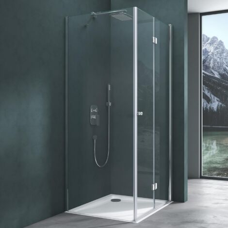 Mai & Mai Cabine de Douche 90x100x190cm Porte Pivo-pliante Montage Réversible Paroi de Douche Rectangulaire Verre Transparent de 6mm Easy Clean Rav27K (1/5)