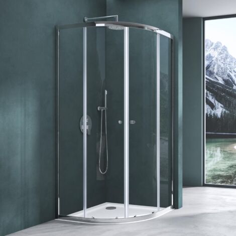 Mai & Mai Cabine de Douche avec Deux Portes Paroi de Douche en Quart de Cercle Montage Réversible Bac à Douche Compris Verre de Sécurité avec Revêtement Nano 100x100x195 cm RAV32K (1/5)