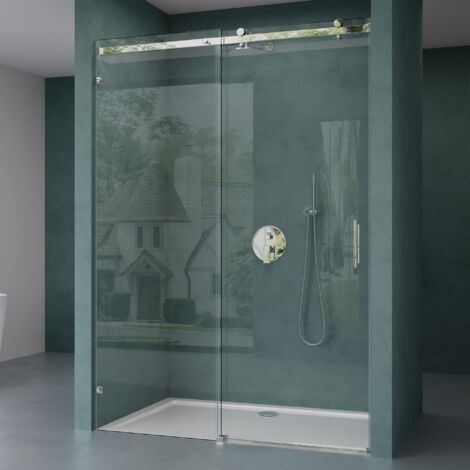 Mai&Mai Paroi de Douche en niche 105x195cm Pare Douche Transparent avec Porte Coulissante en Verre ESG avec Revêtement NANO Easy Clean T4-2 (1/5)