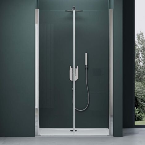 Mai&Mai Double Porte de Douche Pivotante 180°Auto-levante Paroi de Douche pour Niche 115x195cm en Verre ESG Transparent de 6mm avec Revêtement Nano Ter24K (1/5)