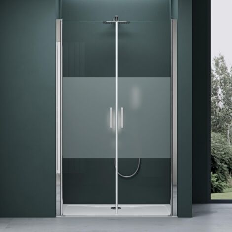 Mai&Mai Double Porte de Douche Pivotante 180°Auto-levante Paroi de Douche pour Niche 80x195cm en Verre ESG Dépoli Opaque de 6mm avec Revêtement Nano Ter24MS (1/5)