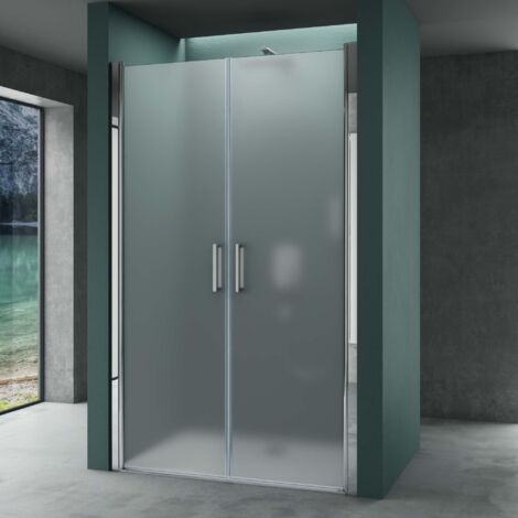 Mai & Mai Paroi de Douche en Niche 80cm Hauteur 195cm Pare Douche Verre Opaqué de 6mm Porte Pivotante NANO Easy Clean Ter24VS