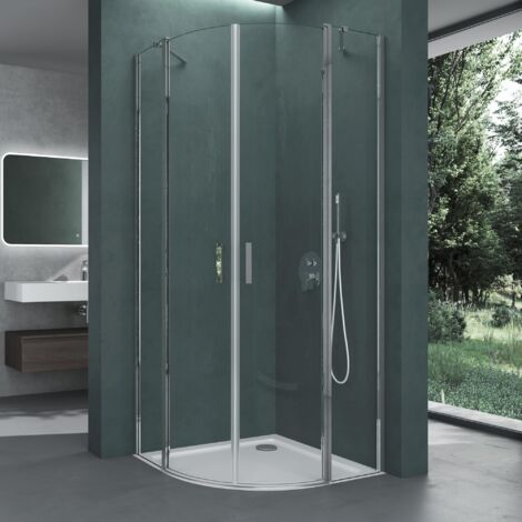 Mai & Mai Cabine de Douche 80X80cm Ronde avec Receveur Paroi de Douche en Quart de Cercle Montage Réversible Verre Transparent ESG Nano Rav52K (1/5)