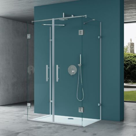Mai & Mai Cabine de Douche en Angle 100X90cm Montage Réversible avec Une Porte Paroi de Douche en Verre Transparent de 6mm avec Revêtement Nano Easy Clean Rav40Uk (1/5)