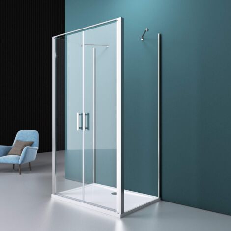 Mai & Mai Cabine de Douche pour Un Seul Mur Montage Réversible 90X120 avec 2 Portes de Douche Pivotantes Verre Trempé Transparent Paroi de Douche Rav50K (1/5)