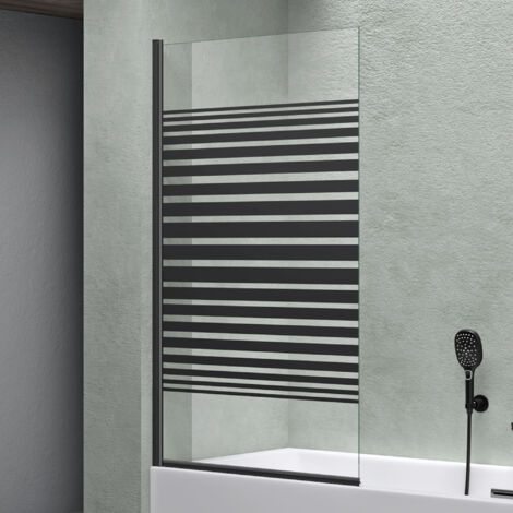 Mai & Mai Pare-Baignoire 80x140cm 1 Volet Paroi de Douche pour Baignoire en Verre ESG avec Bandes Opaques et Revêtement NANO Easy Clean C201 (1/5)