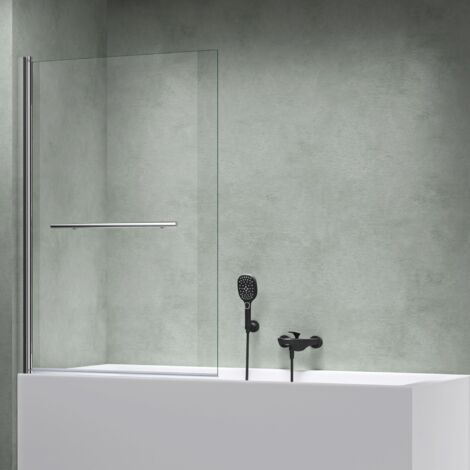 Mai & Mai Pare-Baignoire Transparent 90x140cm 1 Volet Paroi de Douche pour Baignoire en Verre ESG avec Revêtement NANO Easy Clean C1121 (1/5)