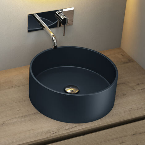 Mai & Mai Vasque à Poser Ronde Gris Noir Mat Lavabo Salle de Bain Évier Lave Mains sans trop-Plein Col804 (1/5)