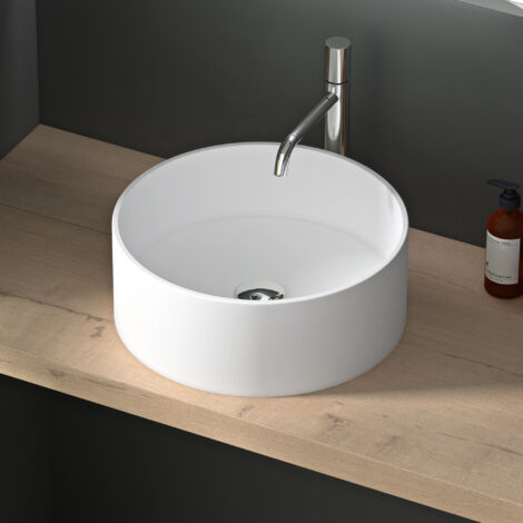Mai & Mai Vasque à Poser Ronde Blanc Mat Lavabo Salle de Bain Évier Lave Mains sans trop-Plein Col804 (1/5)