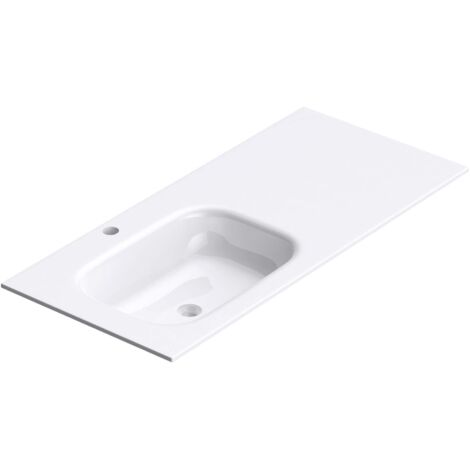 Mai & Mai lave mains blanc 100cm lavabo à encastrer en résine vasque rectangulaire sans trop-plein Col04 100x48x14cm