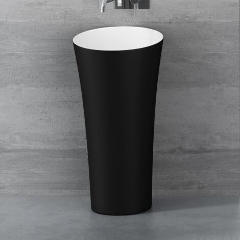 Mai & Mai Lavabo à Poser au Sol Noir Mat 42cm Vasque sur Pied en Résine Evier Lave Mains Salle de Bain sans Trop-plein Col133 (1/5)
