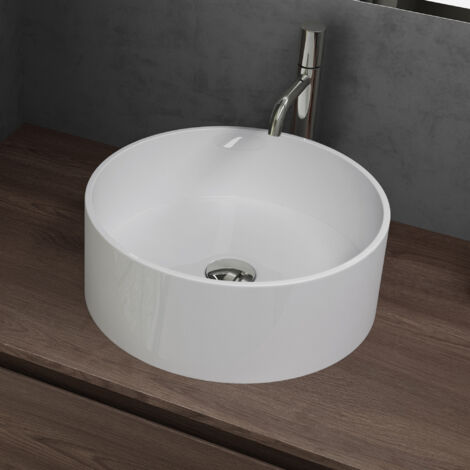 Mai & Mai Vasque à Poser Ronde Blanc Lavabo Salle de Bain Évier Lave Mains sans trop-Plein Col804 (1/5)