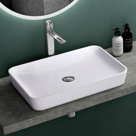 Mai & Mai Vasque à Poser Blanc Mat Rectangulaire Lavabo Salle de Bain Évier Lave Mains sans trop-Plein Col815 (1/5)