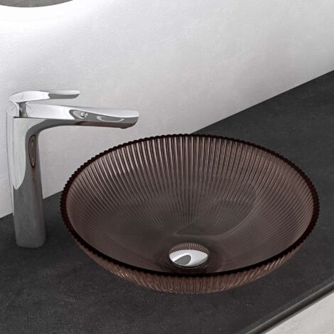 Mai & Mai Lavabo à Poser en Verre Lave-Mains Vasque Ovale à Poser Lavabo Café pour Salle de Bain WC d'Invités 40x40x12 cm Min06 (1/5)