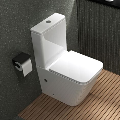 Mai & Mai WC à Poser en Céramique Blanc Toilette Complet Abattant avec Frein de Chute S112T (1/5)
