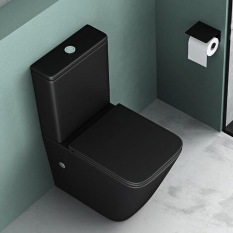 Mai & Mai WC à Poser en Céramique Noir Mat Toilette Complet Citerne Abattant avec Frein de Chute S112T (1/5)