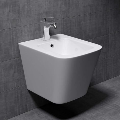 Mai & Mai Bidet Suspendu en Céramique Blanc Bidet de Salle de Bain Installation Mural D112 (1/5)