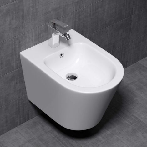 Mai & Mai Bidet Suspendu en Céramique Blanc Bidet de Salle de Bain Installation Mural D108