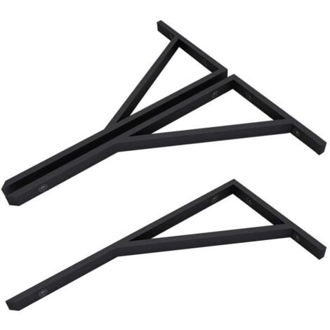 Mai & Mai Équerre de Fixation en Inox Noir 3 Pièces Support pour Étagère Mural Robuste WH2 50cm