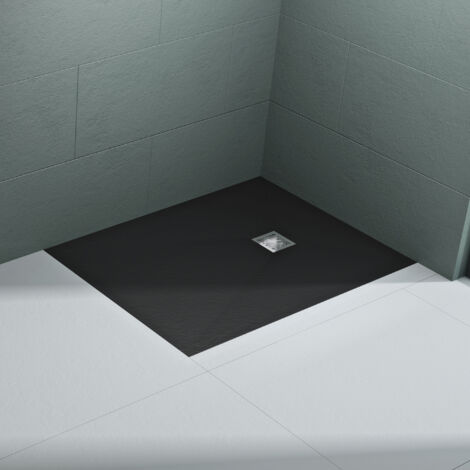 Mai & Mai Receveur de Douche Antidérapant Bac à Douche Gris Noir Mat en Résine Marbre Artificielle 80x100x3cm Rectangulaire Géo9 avec Bonde AL06 (1/5)