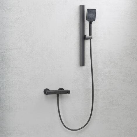Mai & Mai Robinet de Douche Mural Mitigeur Pommeau de Douche Gris Ensemble de Douche Réglable en Hauteur 3 Modes de Jets Arvexa-02 (1/5)