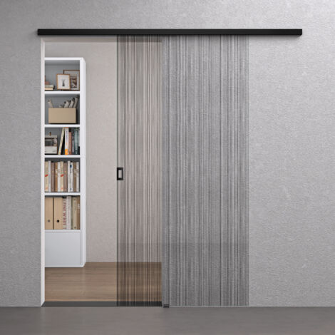 Mai & Mai Porte Coulissante Noir Mat 102,5cm en Verre Sécurité ESG 8mm Poignée en Alliage d'aluminium Antioxydante Muranino001