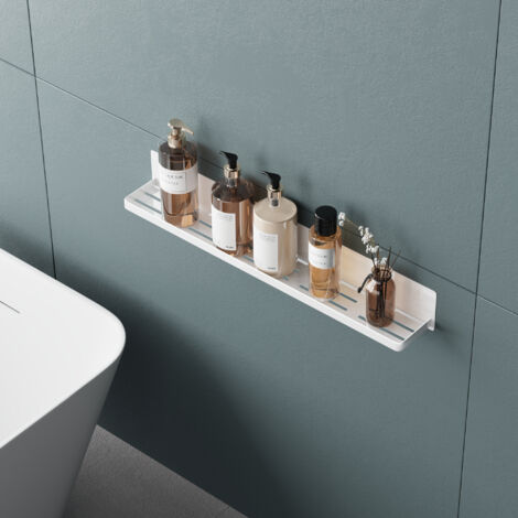 Mai & Mai Étagère Murale de Rangement en Acier au Carbone Support Rangement au Mur Étagère Douche à Poser pour Salle de Bain Cuisine Blanc 60×8,3×8 CM Reglo-01 (1/5)