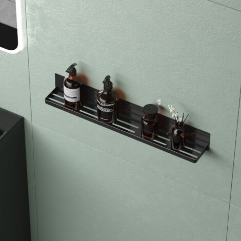 Mai & Mai Étagère Murale de Rangement en Acier au Carbone Support Rangement au Mur Étagère Douche à Poser pour Salle de Bain Cuisine Noir 60×8,3×8 CM Reglo-01 (1/5)