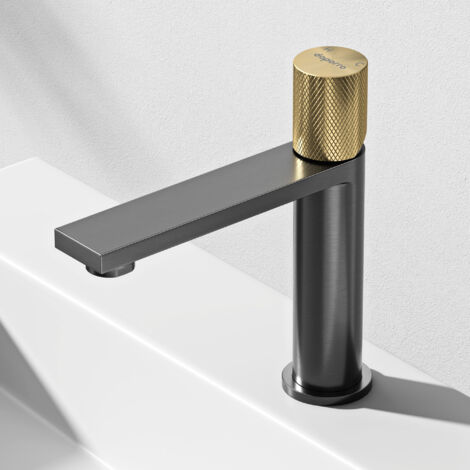 Mai & Mai Robinet Salle de Bain Mitigeur en Acier Inoxydable 304 pour Lavabo Eau Chaude et Froide Disponible Mélangeur Design Fino-01 Gris 17,7 cm (1/5)