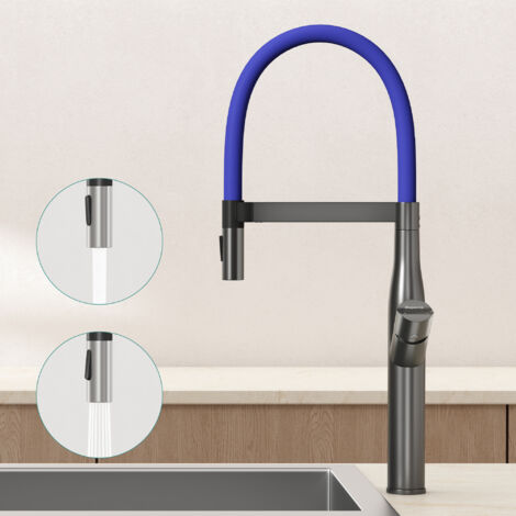 Mai & Mai Robinet Évier de Cuisine en Acier Inoxydable 304 Eau Chaude et Froide Mélangeur Deux Modes de Jet Mitigeur Cuisine Gris 57,2 cm Turnix-01 (1/5)