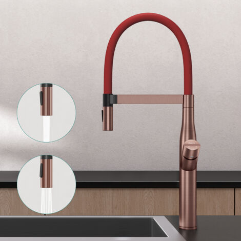 Mai & Mai Robinet Évier de Cuisine en Acier Inoxydable 304 Eau Chaude et Froide Mélangeur Deux Modes de Jet Mitigeur Cuisine Or Rosé 57,2 cm Turnix-01 (1/5)