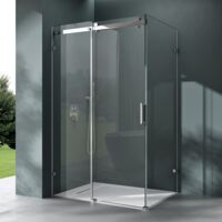 Mai & Mai Cabine de Douche en Angle Montage Réversible 70X125 avec Porte de Douche Coulissante Verre Trempé ESG Transparent Rav17-2