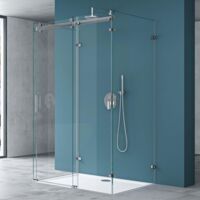 Mai & Mai Cabine de Douche en Forme U Montage Réversible 75X140 avec Porte de Douche Coulissante Verre Trempé ESG Transparent Rav17-2K-U