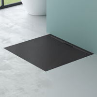 Mai & Mai Receveur de Douche Bac à Douche Gris-Noir en Résine Marbre Artificielle Bac de Douche 70x100x3 cm Bonde Compris Geo07