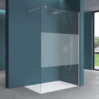 Mai & Mai Paroi de Douche 120x200cm avec Bande Opaque Pare-Douche à L'italienne BR2MS Verre Trempé 10mm Easy Clean Stabilisateur Rectangulaire BRAM3