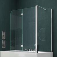 Mai & Mai Pare-Baignoire Transparent 70x120x140cm 3 Volets Paroi de Douche pour Baignoire en Verre ESG avec Revêtement NANO Easy Clean C113L