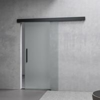 Mai & Mai Porte Coulissante Noir 75,5x215cm avec Opaque en Verre Sécurité ESG 8mm Poignée de Barre avec Système Softclose Distance au Mur de 15mm Ama