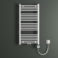Mai & Mai Radiateur de Salle de Bain Electrique 100x50cm Blanc Sèche-Serviettes avec Résistance Chauffante 600W