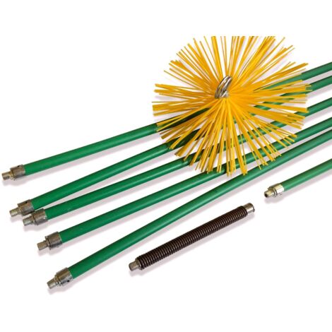 Kibros – Kit de ramonage pro hérisson synthétique Ø 150 mm – 6 cannes autobloquantes Ø 18 mm – Longueur 8 m – Pour conduits gainés – 5KIT15NB