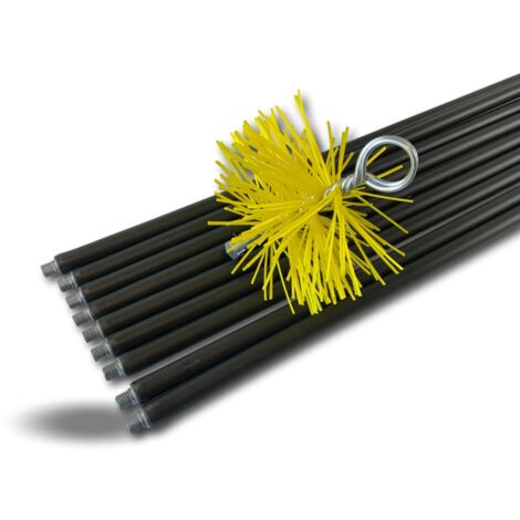 Kibros – Kit ramonage classique conduit gainé hérisson nylon 150 mm – 9 cannes Ø 17 mm – Longueur totale 12,6 m – Pour conduits légers