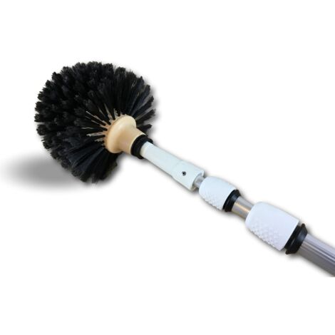 Kibros – Brosse de nettoyage tête de loup télescopique aluminium 3,80 m – Poils vinyl fleuré pour surfaces délicates – Tête Ø 180 mm – 101648KIT