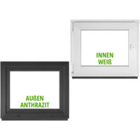 Fenêtre PVC BauPlaza 75x40 cm (Largeur x Hauteur) Oscillo-Battante Ouverture Gauche – Anthracite Extérieur / Blanc Intérieur – Double Vitrage