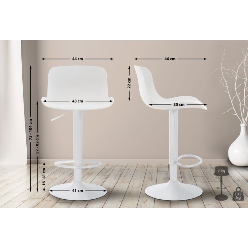 Lot De 2 Tabourets De Bar Almada Plastique Réglables En Hauteur - Design Trompette Noir